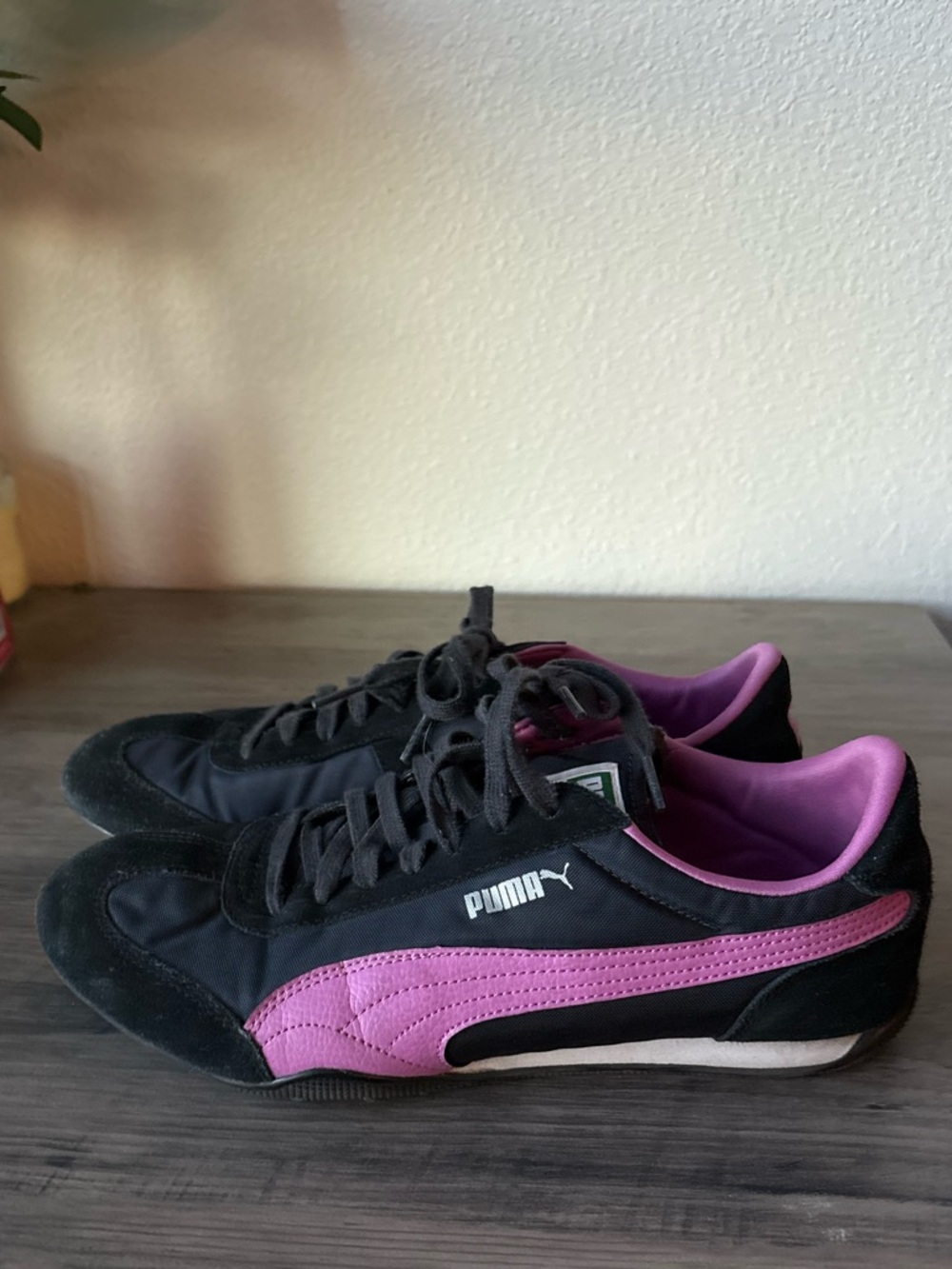Puma Black and Pink Low-Top Sneakers